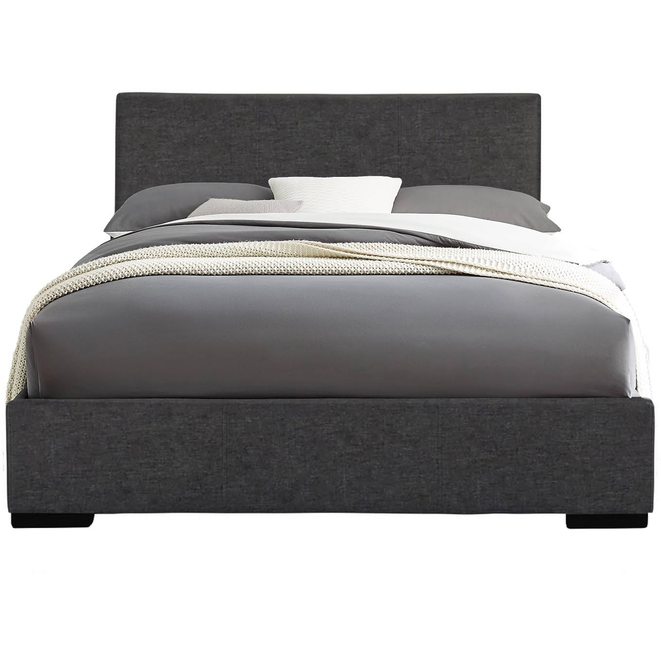 Abbey Black King Faux Leather Platform Bed | 102133