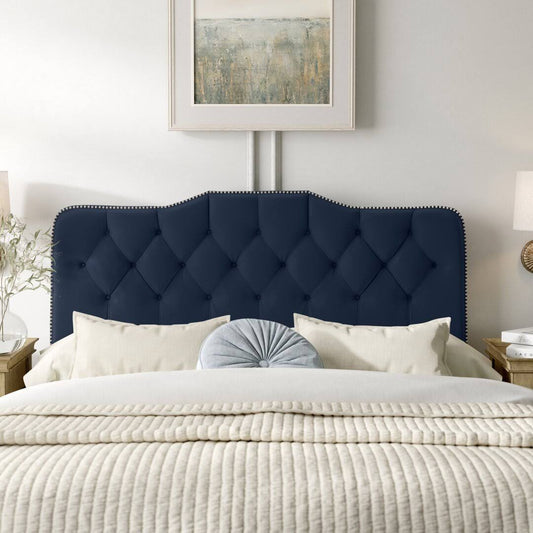 Upholstered Panel Headboard Size: California King Upholstery: Velvet Black