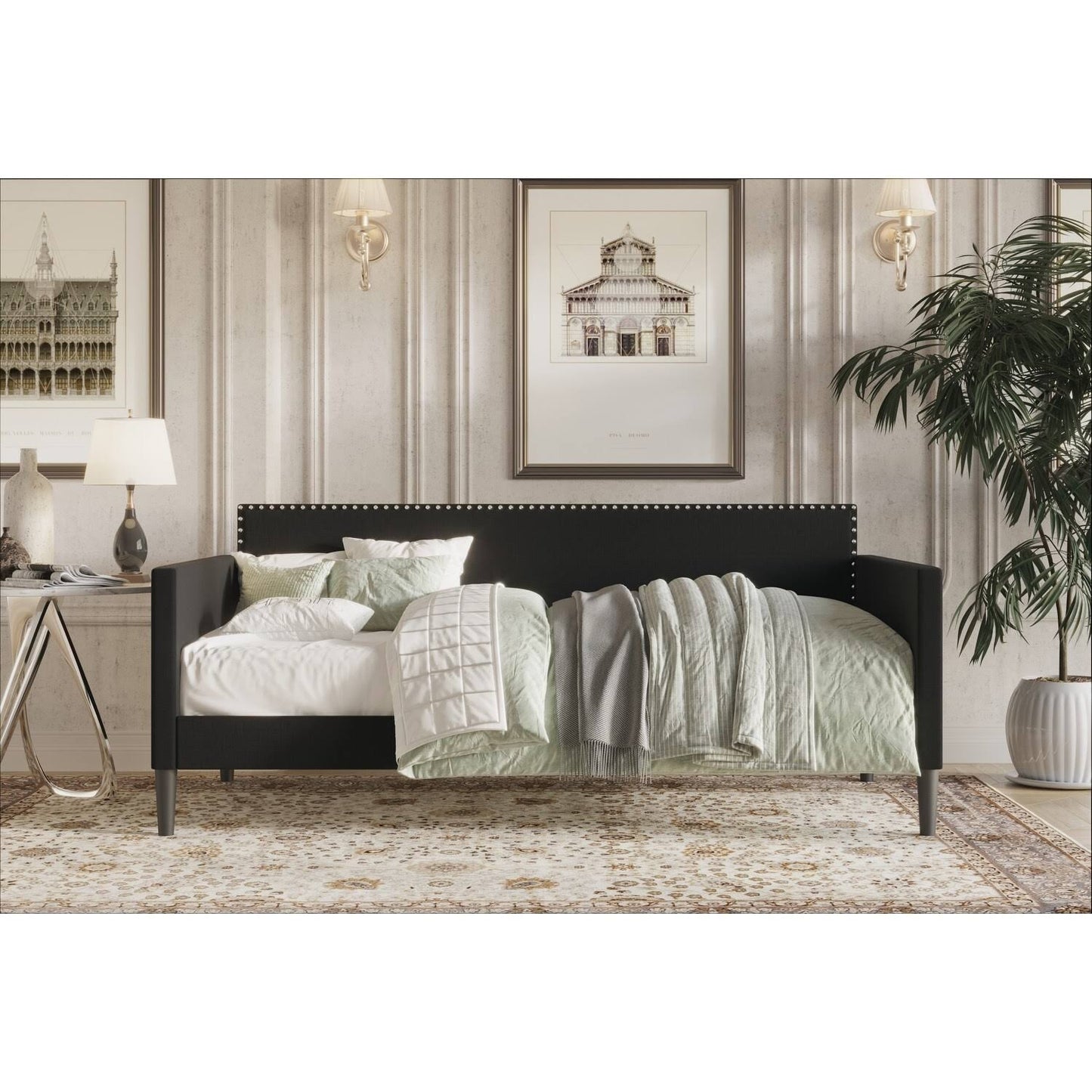 Sutton Upholstered Twin Daybed, Black