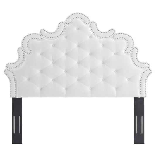 Arabella Button-Tufted Performance Velvet King/California King Headboard, White