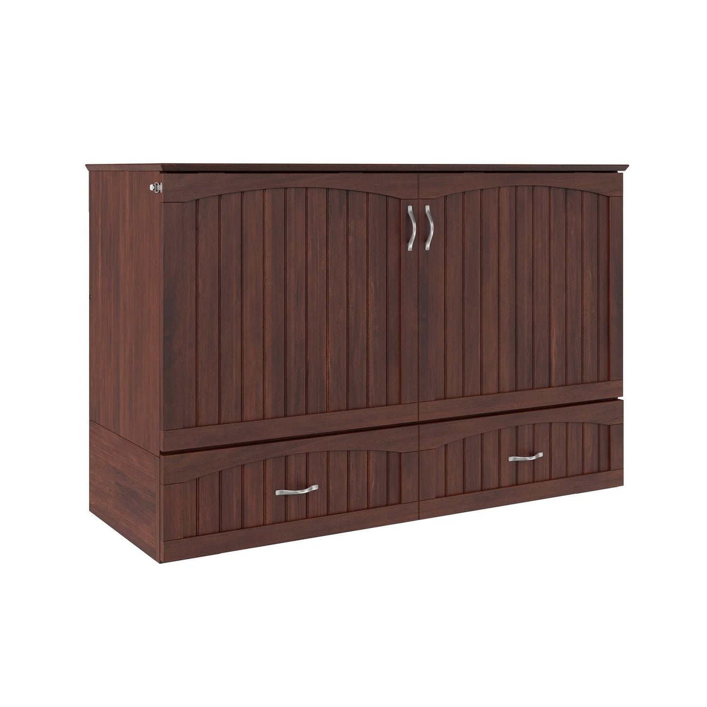 Aspen Queen Solid Wood Murphy Bed Chest With Mattress In Grey