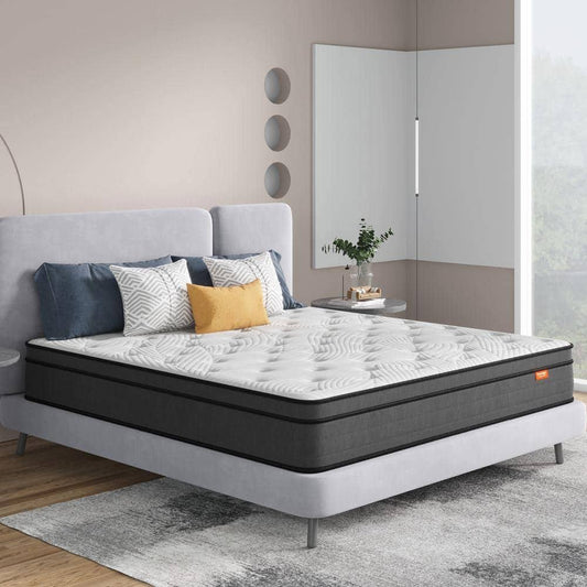 10 In. Medium Memory Foam Hybrid Euro Top Mattress, Individually Wrapped Innerspring Queen Size Mattress