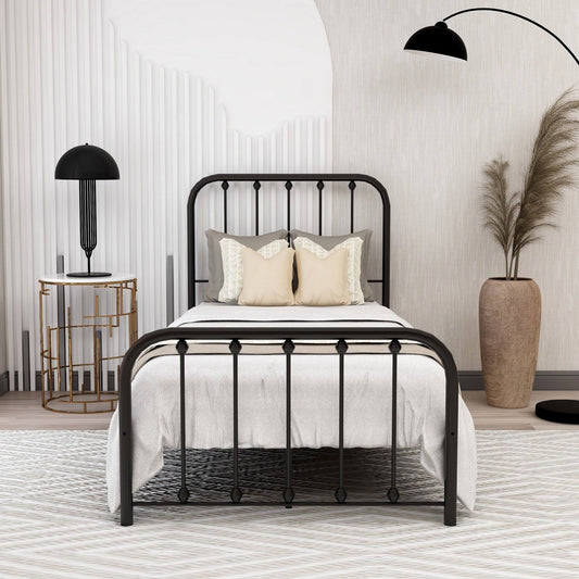 Sturdy Metal Platform Bed Frame - Queen - White