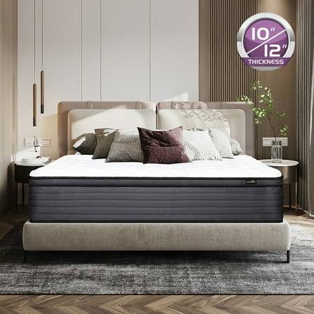 12 Inch Hybrid Mattress Pocket Spring Mattresses In A Box,Twin, Black