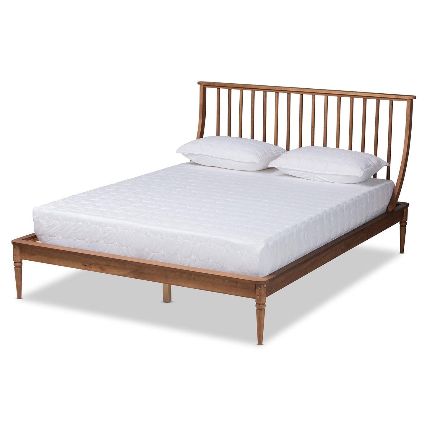 Classic And Traditional Wood Platform Bed-Walnut Brown - Queen