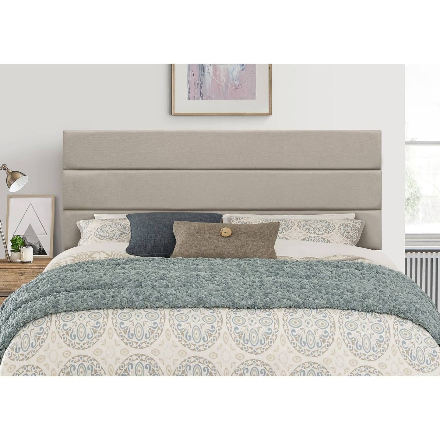 Tufted Upholstered Headboard Warm Grey King, Gray